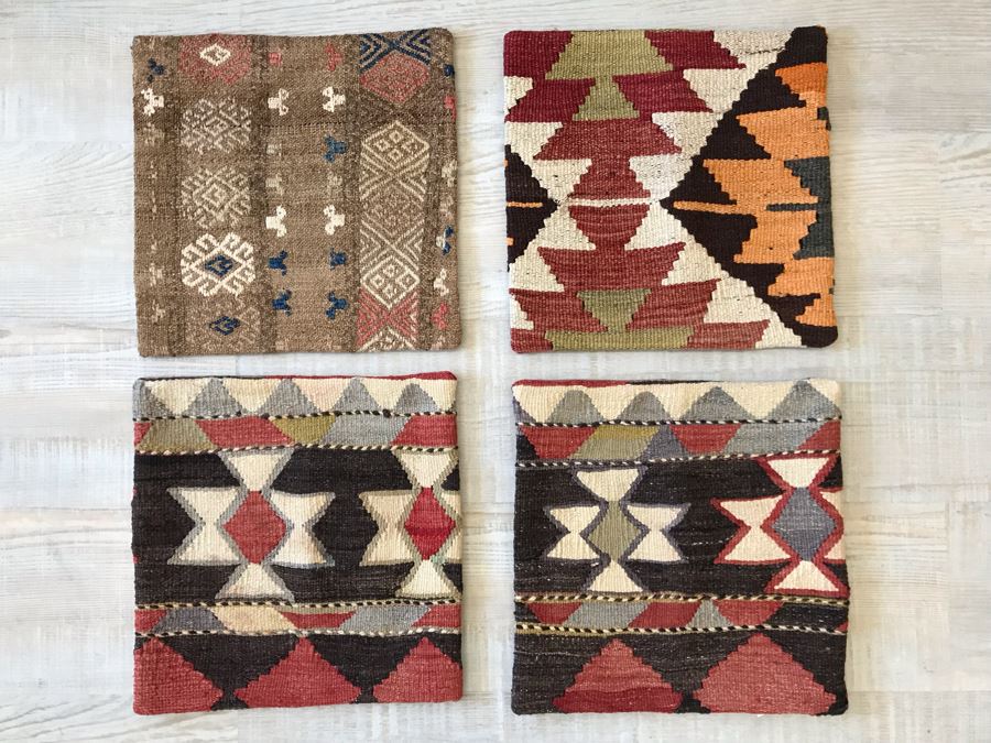Set Of (4) Turkish Kilim Pillow Covers 16 X 16 Retails $248 [Photo 2]