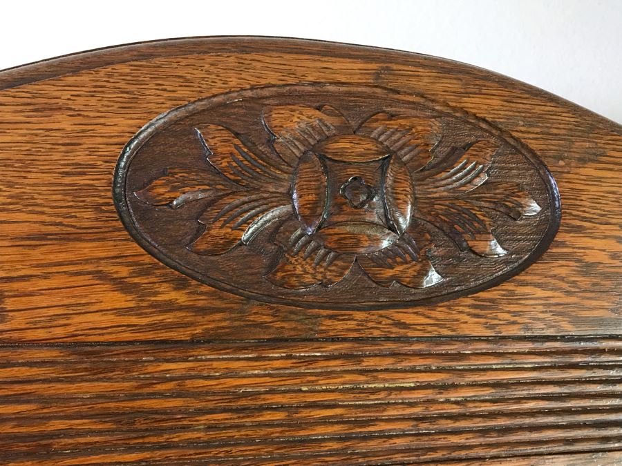 Antique Arts & Crafts Buffet Sideboard China Cabinet With Hutch Beveled Glass Doors Lock With Skeleton Key (Arthur Pierre / J. & A. Pierre Label On Back) 45W X 19.5D X 78H [Photo 8]