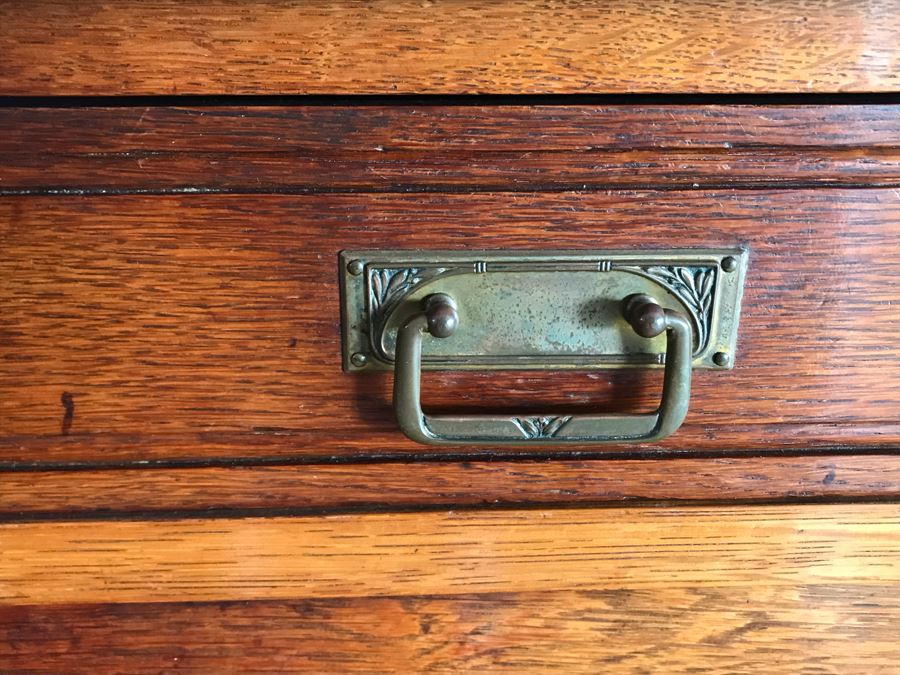 Antique Arts & Crafts Buffet Sideboard China Cabinet With Hutch Beveled Glass Doors Lock With Skeleton Key (Arthur Pierre / J. & A. Pierre Label On Back) 45W X 19.5D X 78H [Photo 11]