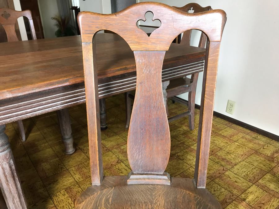 Antique Square Table With (4) Chairs By Grand Ledge Chair Company In Grand Ledge, Michigan Table Is 41.5W X 29H [Photo 8]