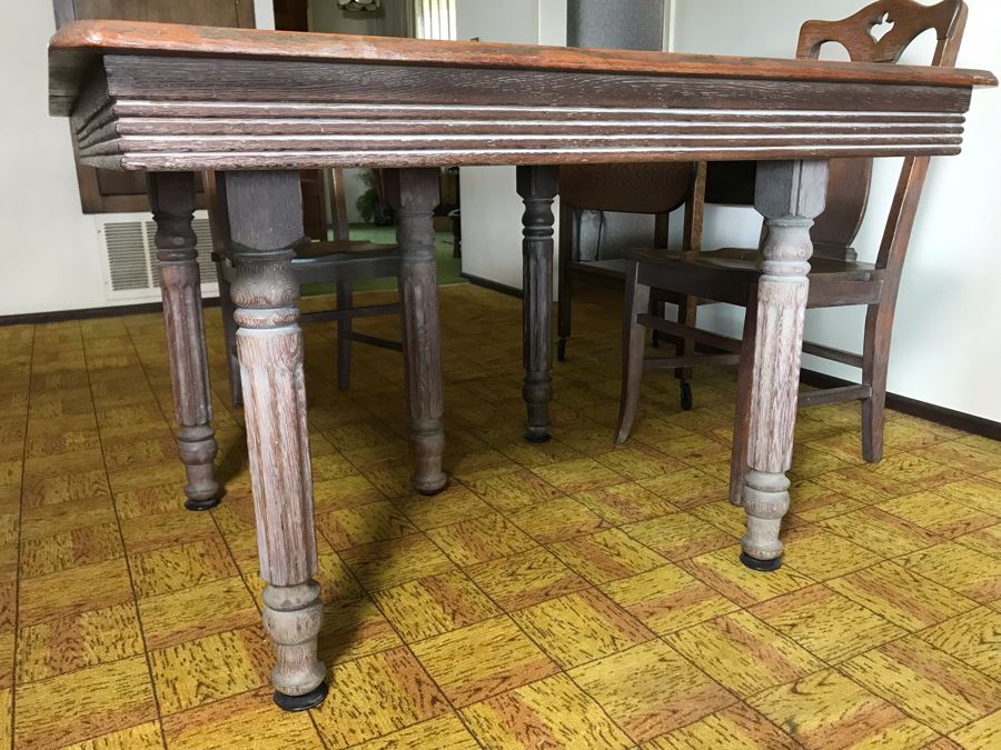Antique Square Table With (4) Chairs By Grand Ledge Chair Company In Grand Ledge, Michigan Table Is 41.5W X 29H [Photo 16]