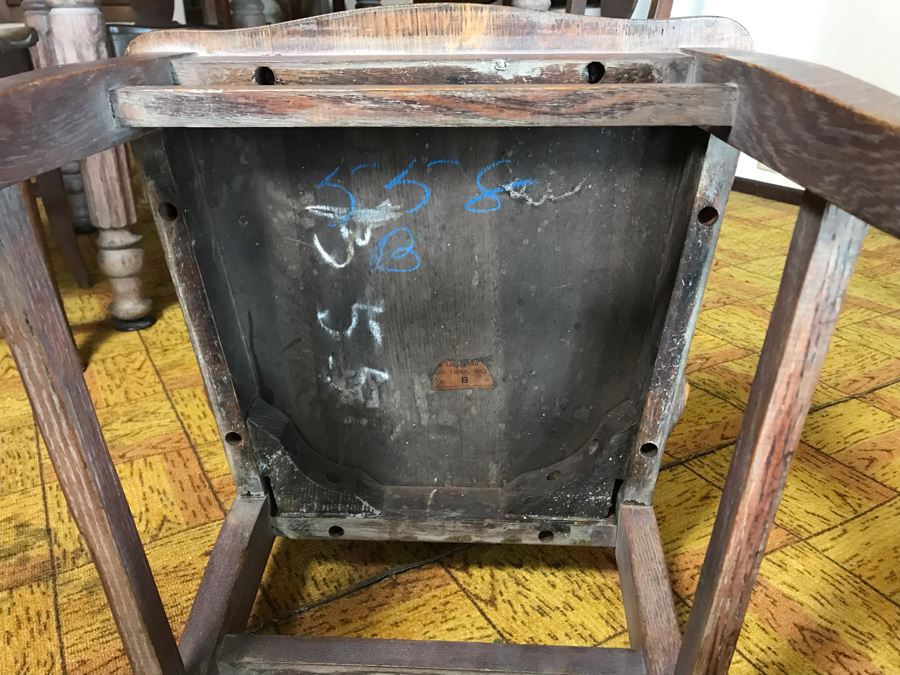 Antique Square Table With (4) Chairs By Grand Ledge Chair Company In Grand Ledge, Michigan Table Is 41.5W X 29H [Photo 13]