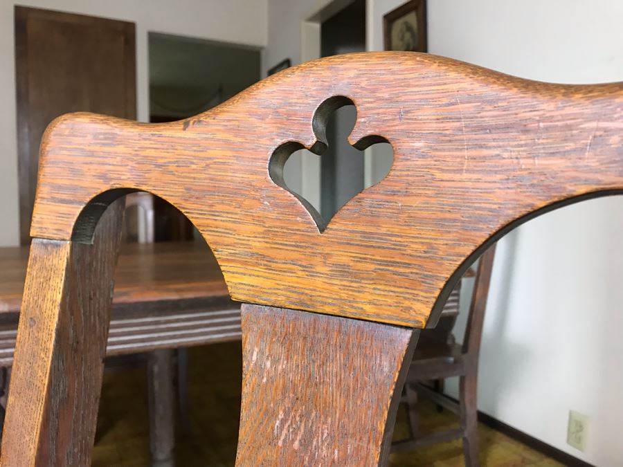Antique Square Table With (4) Chairs By Grand Ledge Chair Company In Grand Ledge, Michigan Table Is 41.5W X 29H [Photo 14]