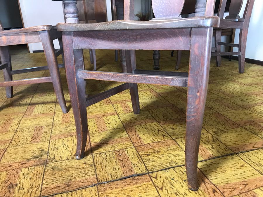 Antique Square Table With (4) Chairs By Grand Ledge Chair Company In Grand Ledge, Michigan Table Is 41.5W X 29H [Photo 10]