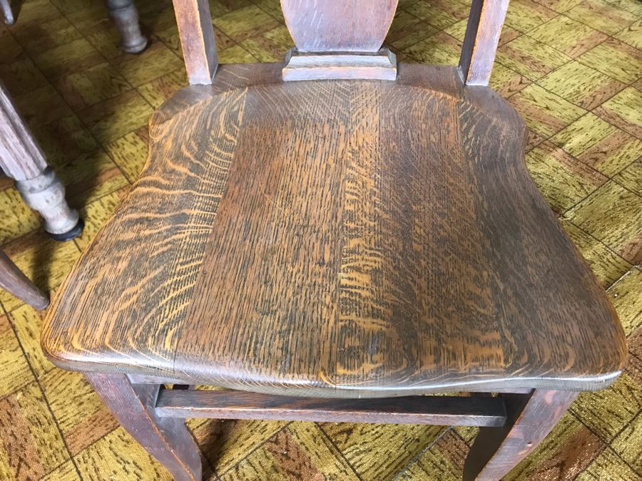 Antique Square Table With (4) Chairs By Grand Ledge Chair Company In Grand Ledge, Michigan Table Is 41.5W X 29H [Photo 7]