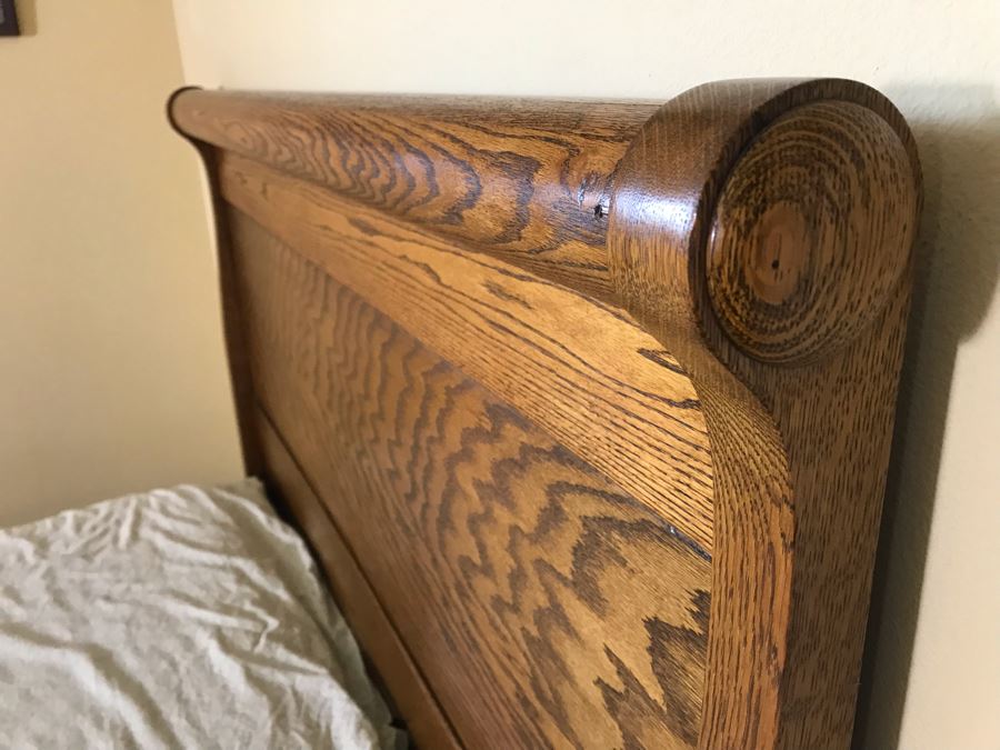 Stunning Tiger Oak Queen Size Sleigh Bed 57W X 80L X 54H (Does Not Include Mattress) [Photo 9]