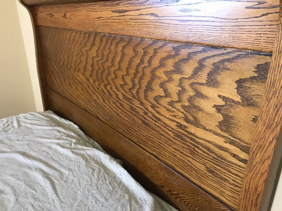 Stunning Tiger Oak Queen Size Sleigh Bed 57W X 80L X 54H (Does Not Include Mattress) [Photo 10]