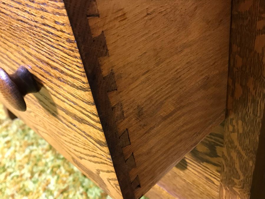 Antique Tiger Oak 4-Drawer Dresser With Swivel Mirror 40W X 20D X 63.5H [Photo 11]