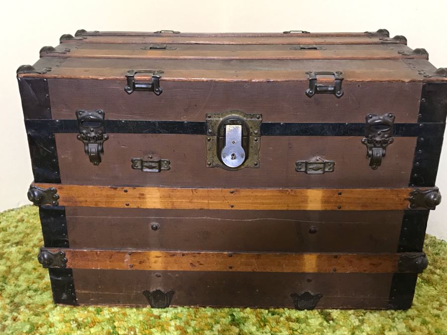 Large Antique Steamer Trunk W X D X H