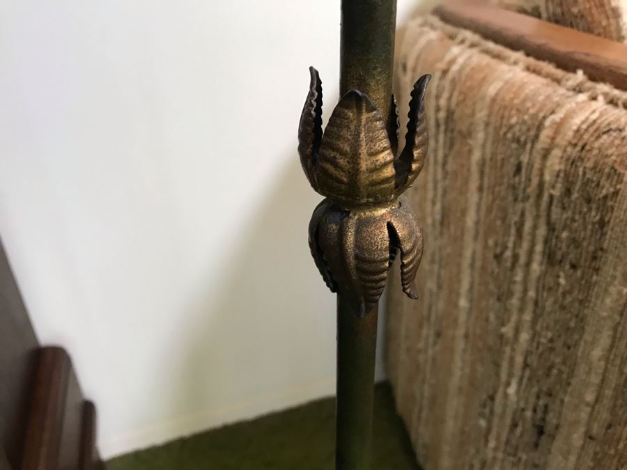 Stunning Antique Bridge Lamp Cast Iron Floor Lamp Stamped Devoto S.F. Under Base With Leather Shade [Photo 9]