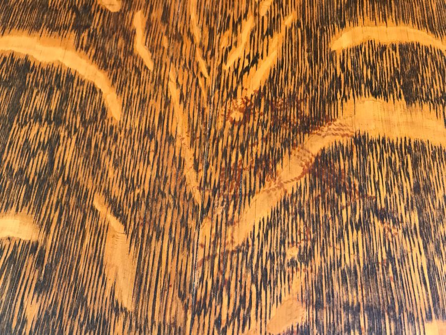 Stunning Antique Tiger Oak Pedestal Table 24R X 29.5H (Some Staining On Top) [Photo 9]