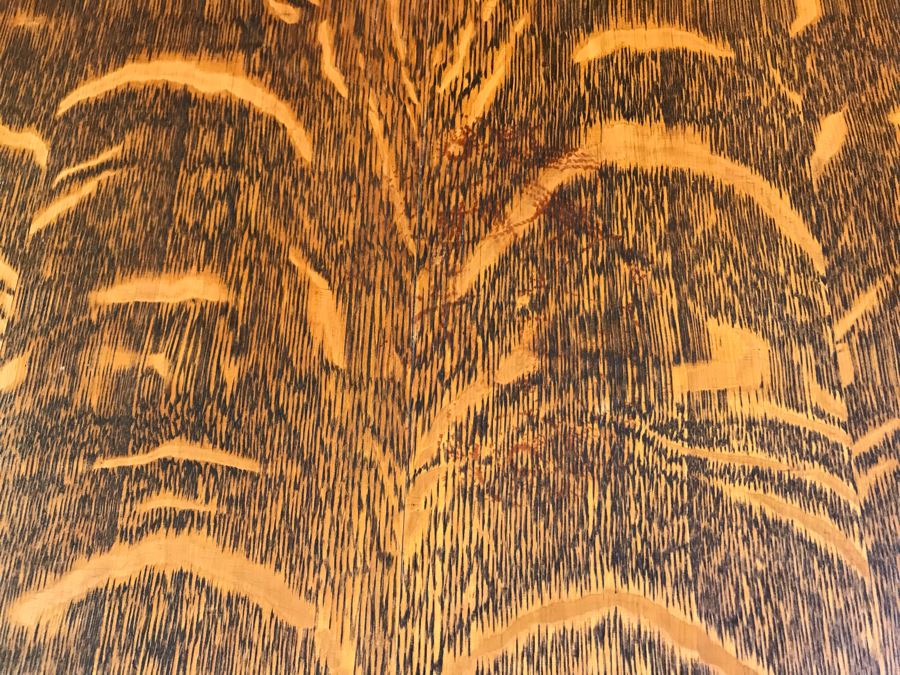 Stunning Antique Tiger Oak Pedestal Table 24R X 29.5H (Some Staining On Top) [Photo 10]