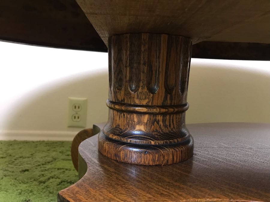 Vintage Tiger Oak Oval Coffee Table With Long Drawer And Casters 44W X 27D X 16.5H [Photo 5]