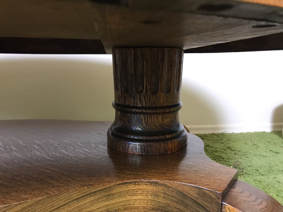 Vintage Tiger Oak Oval Coffee Table With Long Drawer And Casters 44W X 27D X 16.5H [Photo 6]