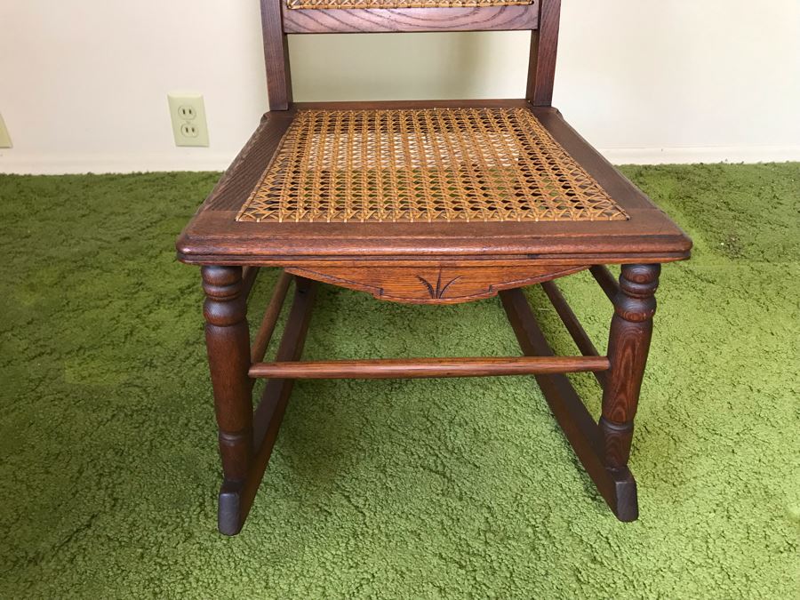 Antique Eastlake Cane Back / Seat Rocking Chair 17W X 30D X 33H [Photo 4]