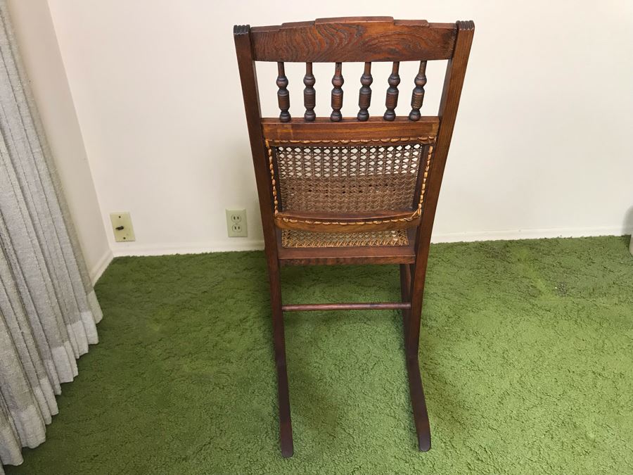 Antique Eastlake Cane Back / Seat Rocking Chair 17W X 30D X 33H