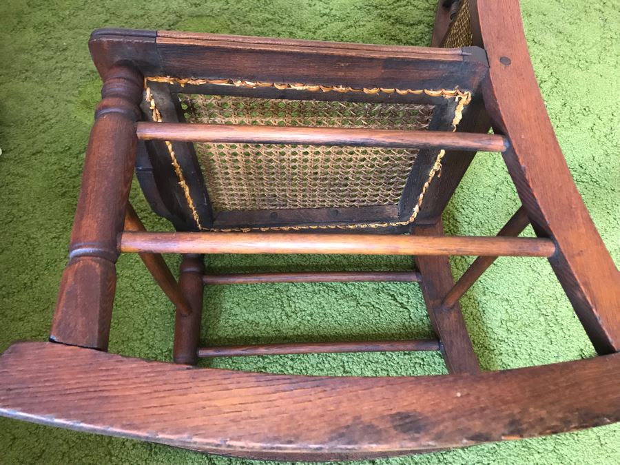 Antique Eastlake Cane Back / Seat Rocking Chair 17W X 30D X 33H [Photo 9]