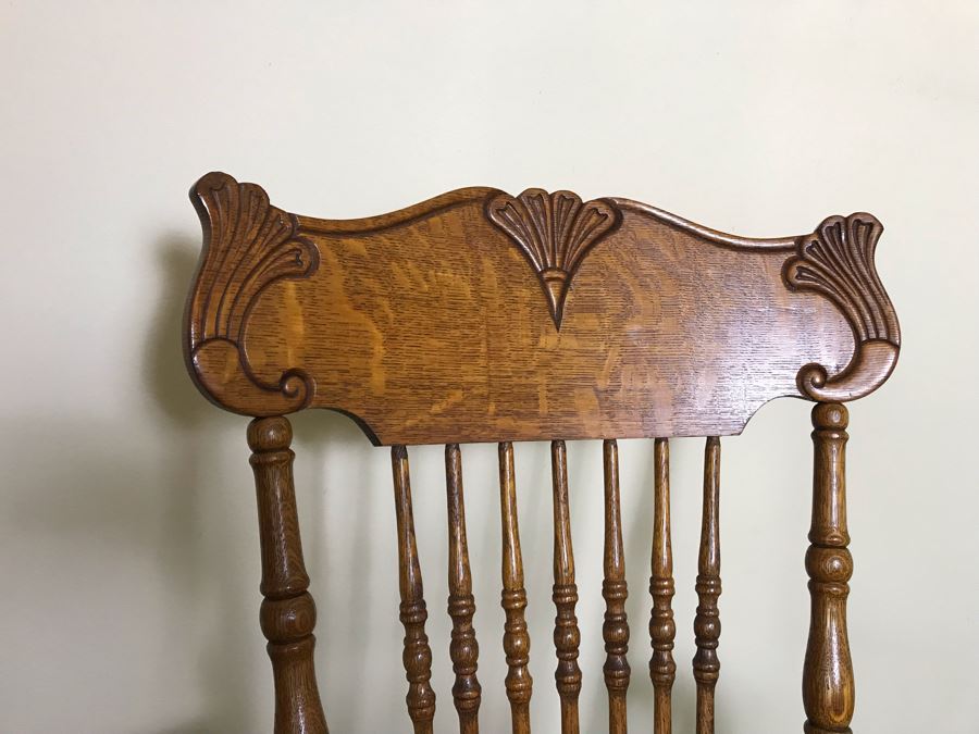 Antique Tiger Oak Rocking Chair 28W X 31D X 40H [Photo 6]