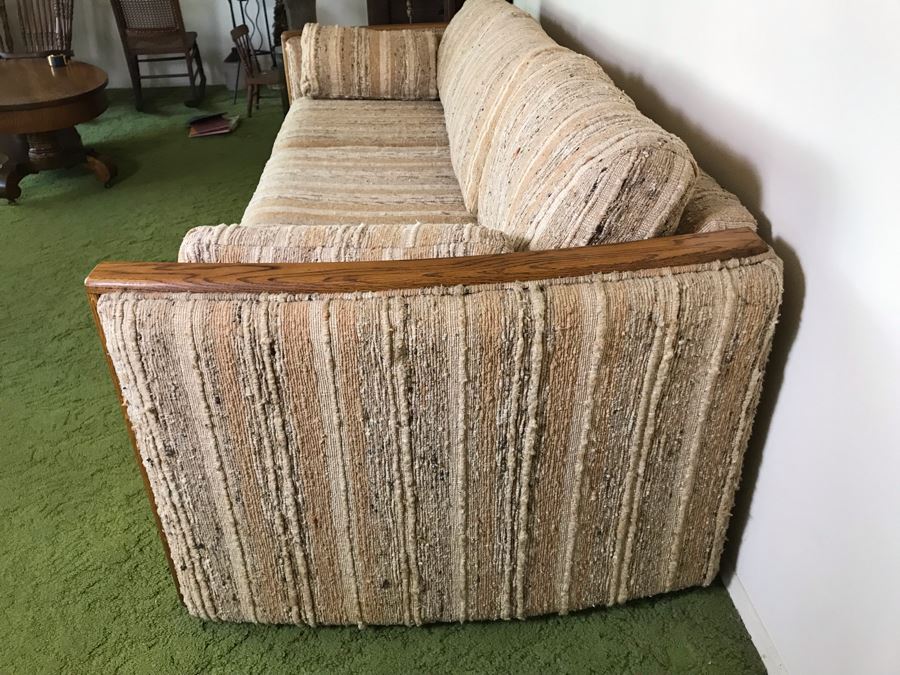 Vintage 1982 Oak Upholstered Sofa Like New [Photo 5]