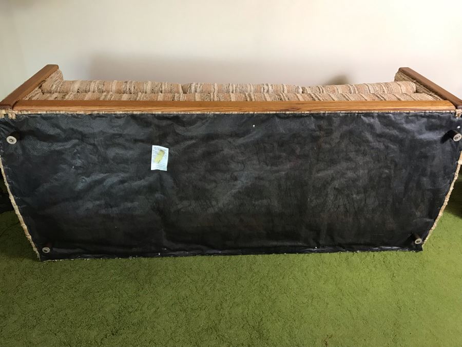 Vintage 1982 Oak Upholstered Sofa Like New [Photo 12]