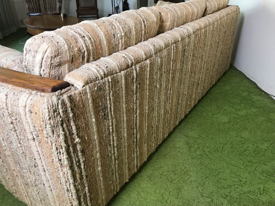 Vintage 1982 Oak Upholstered Sofa Like New [Photo 10]