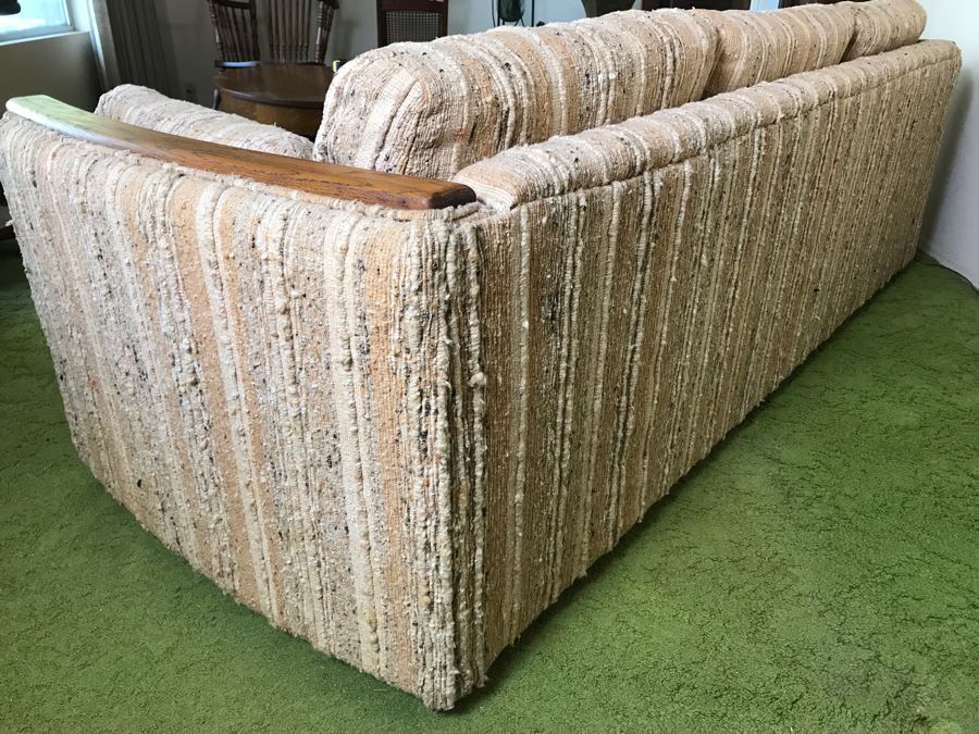 Vintage 1982 Oak Upholstered Sofa Like New [Photo 9]