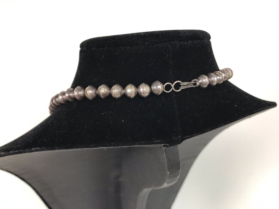 Stunning Old Navajo Native American Sterling Silver And Turquoise Squash Blossom Statement Necklace 210g [Photo 16]