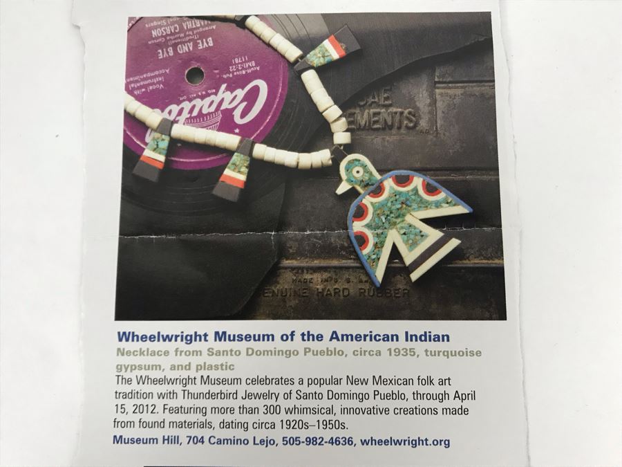 Old Santa Domingo Pueblo Turquoise, Gypsum And Plastic Thunderbird Necklace Jewelry New Mexican Folk Art Native American [Photo 11]