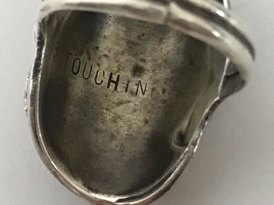 Signed B Touchin Native American Sterling Silver Coral Ring Size 9 - 8.6g [Photo 14]