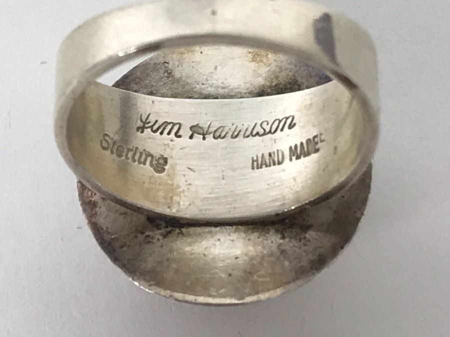 Jim Harrison Native American Navajo Sterling Silver Inlaid Stones Ring Size 6.75 - 7.6g [Photo 13]