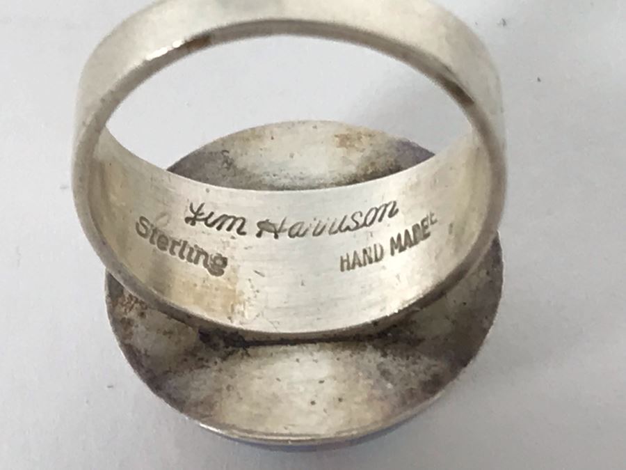 Jim Harrison Native American Navajo Sterling Silver Inlaid Stones Ring Size 6.75 - 7.6g [Photo 14]