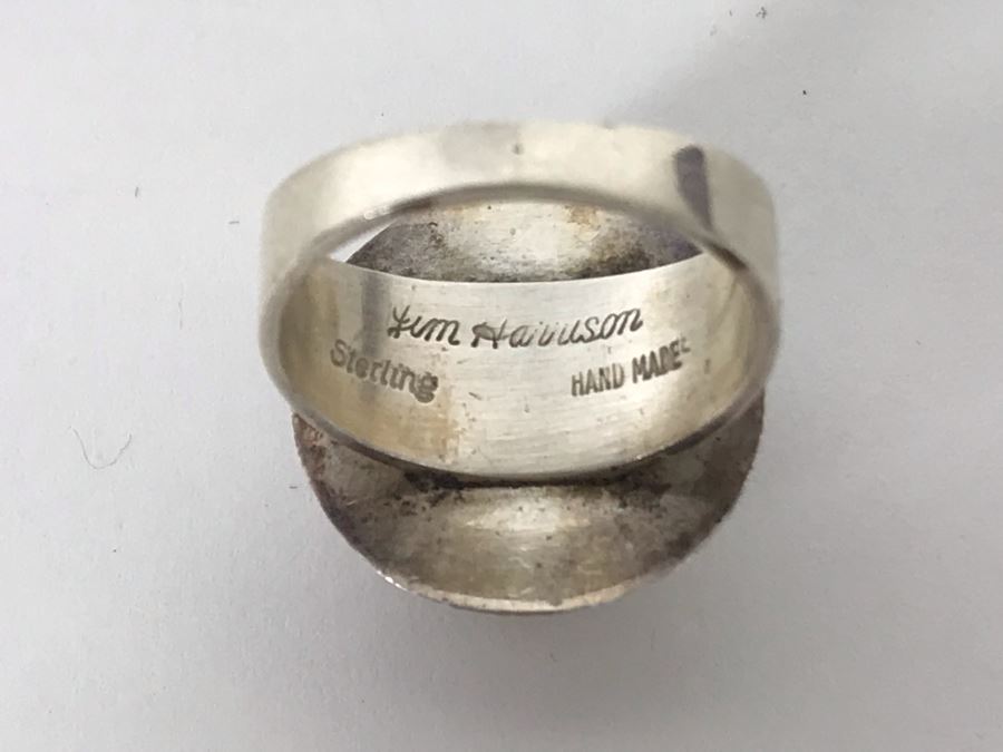 Jim Harrison Native American Navajo Sterling Silver Inlaid Stones Ring Size 6.75 - 7.6g [Photo 12]