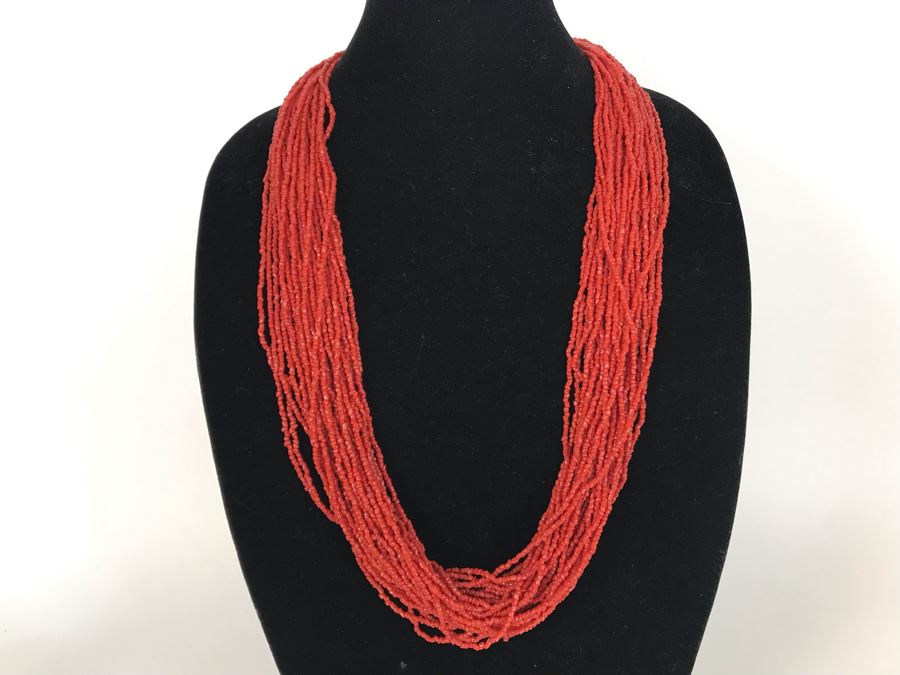 Large Multi-Strand Coral Necklace 31L