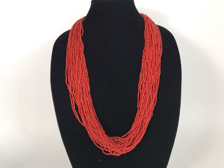 Large Multi-Strand Coral Necklace 31L [Photo 2]