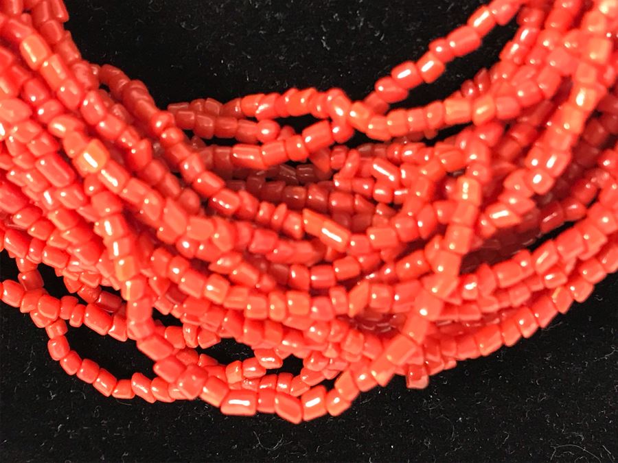 Large Multi-Strand Coral Necklace 31L [Photo 4]