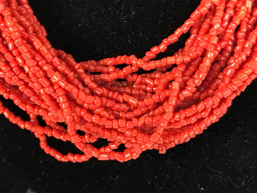 Large Multi-Strand Coral Necklace 31L [Photo 6]