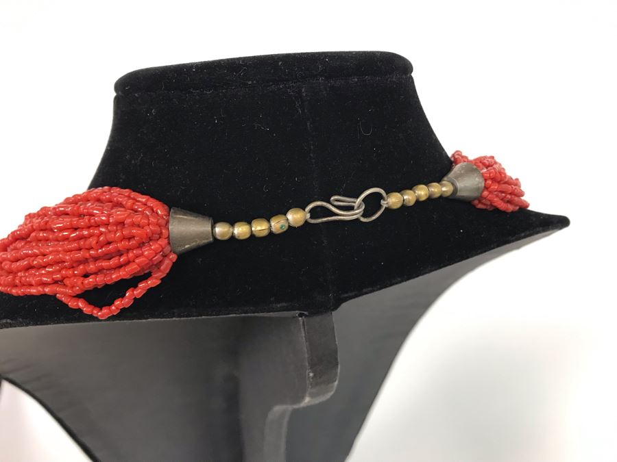 Large Multi-Strand Coral Necklace 31L [Photo 7]