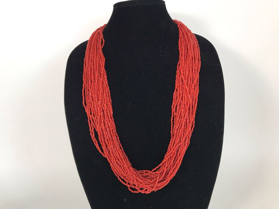 Large Multi-Strand Coral Necklace 31L [Photo 3]