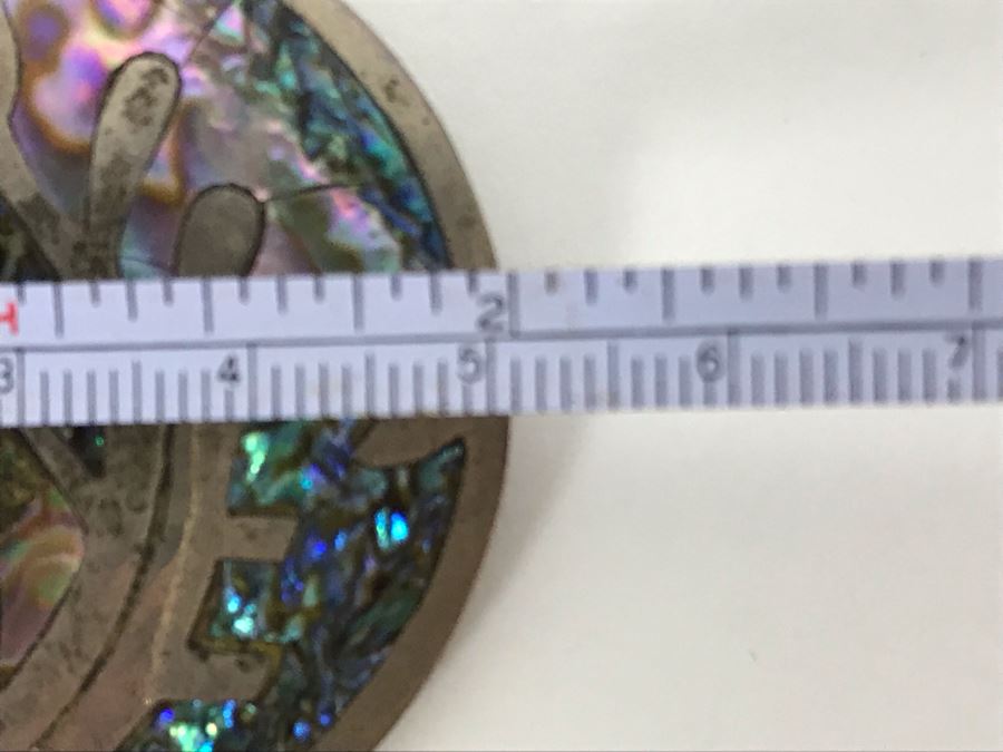 Vintage Sterling Silver Mexican Taxco Pendant / Brooch Pin With Inlaid Mother Of Pearl 5R [Photo 10]