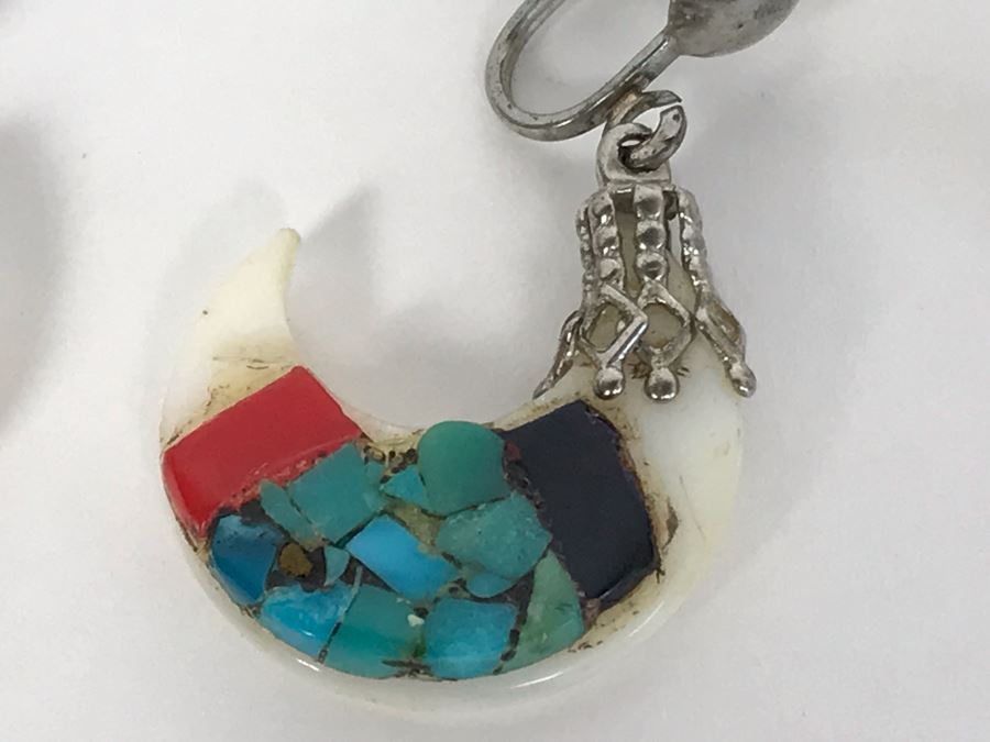 (4) Pairs Of Native American Sterling Silver Turquoise Earrings [Photo 7]