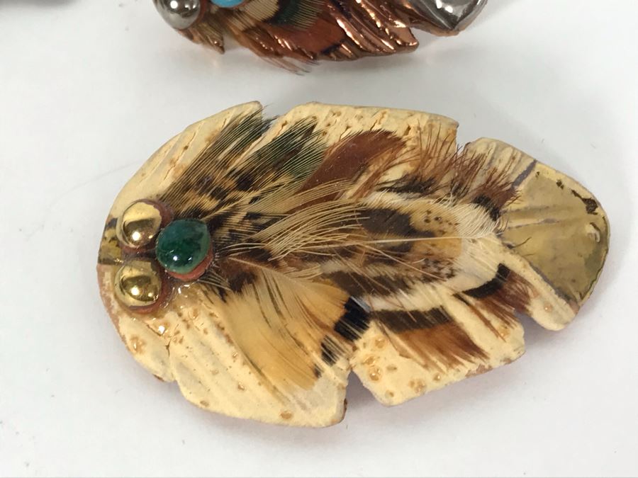 (3) Pairs Of Native American Earrings (One Signed VY WWS Sterling Silver Pair), (1) Sterling Bear Pendant And Brooch Pin [Photo 4]