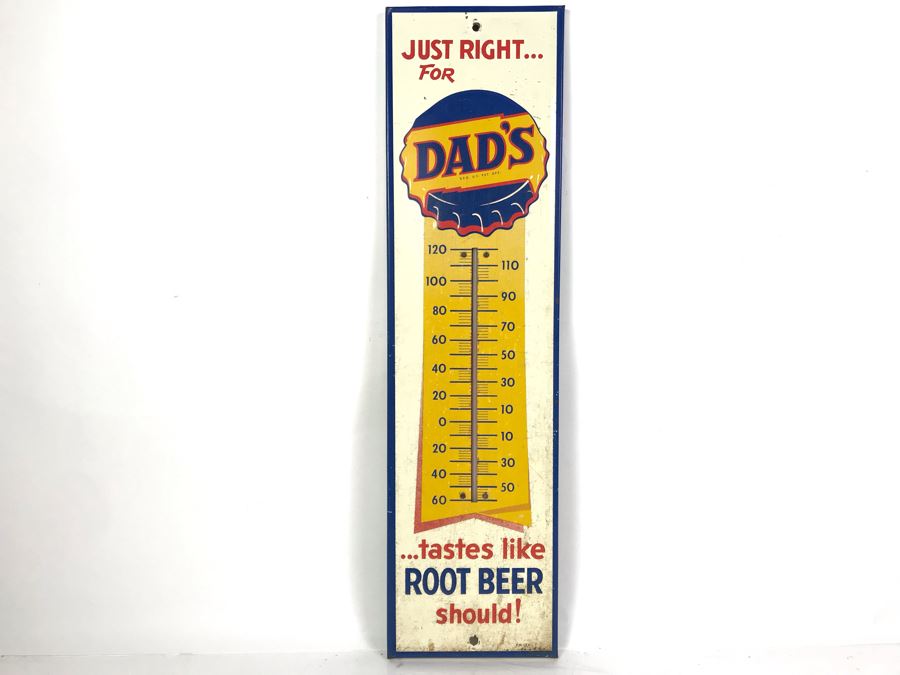 Vintage Authentic Dad's Root Beer Metal Wall Thermometer 7.5W X 27H