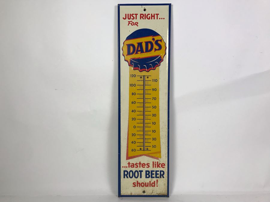 Vintage Authentic Dad's Root Beer Metal Wall Thermometer 7.5W X 27H [Photo 2]