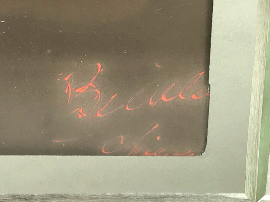 Vintage Photograph Signed Lower Right In Vintage Etched Glass Picture Frame 11.5W X 14H [Photo 7]