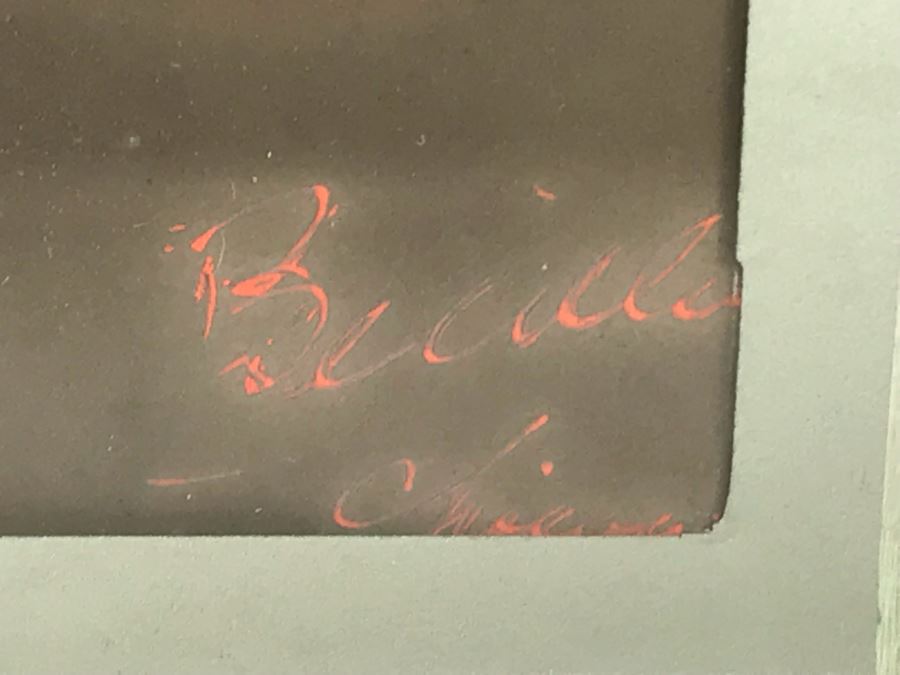 Vintage Photograph Signed Lower Right In Vintage Etched Glass Picture Frame 11.5W X 14H [Photo 8]