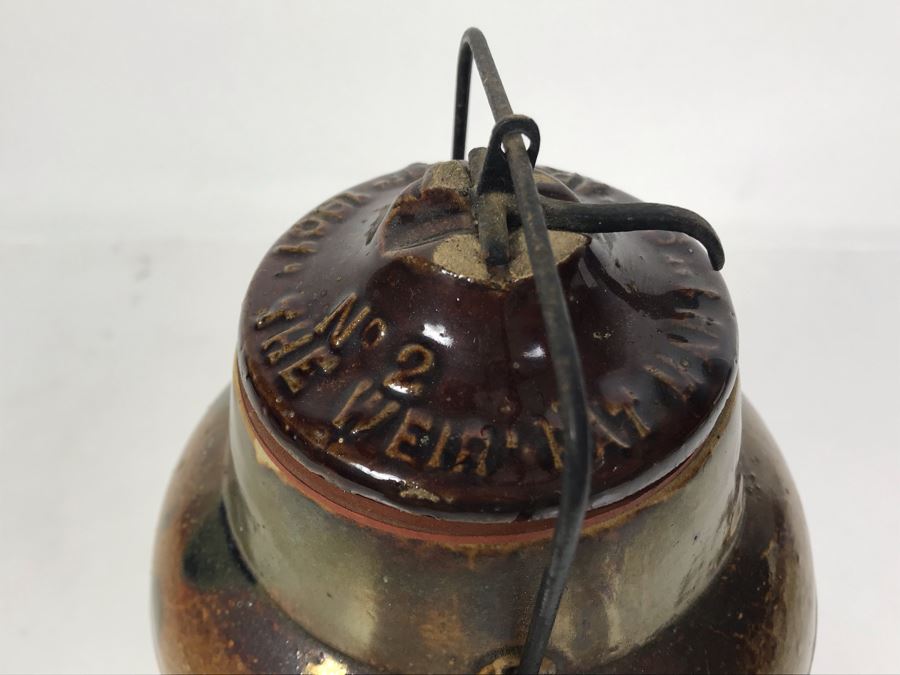Antique 1901 The Weir No 2 Stoneware Canning Jar With Lid 5W X 8.5H [Photo 6]