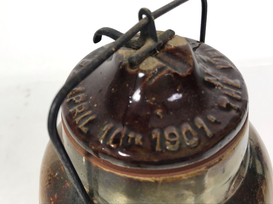 Antique 1901 The Weir No 2 Stoneware Canning Jar With Lid 5W X 8.5H [Photo 4]