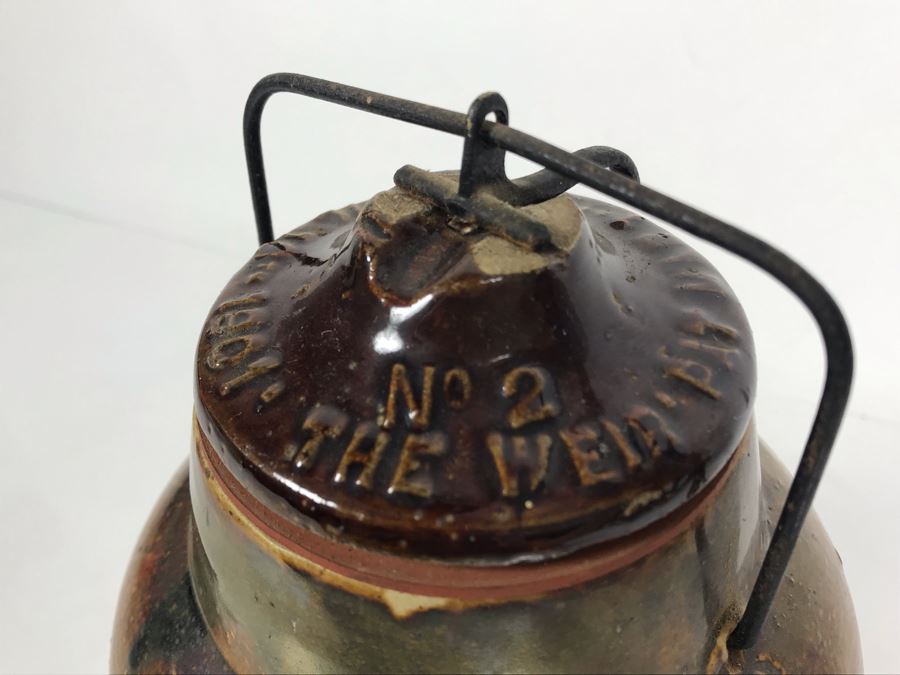 Antique 1901 The Weir No 2 Stoneware Canning Jar With Lid 5W X 8.5H [Photo 3]