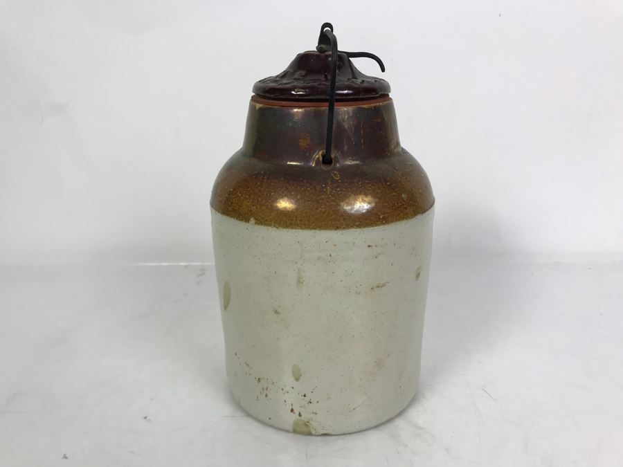 Antique 1901 The Weir No 2 Stoneware Canning Jar With Lid 5W X 8.5H [Photo 8]