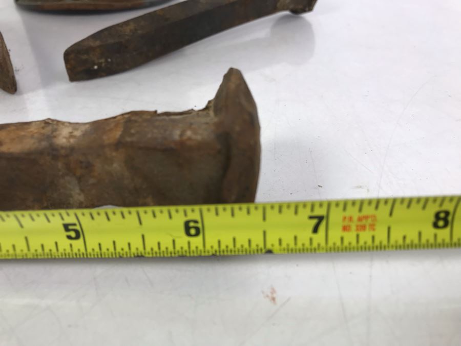 Old Galvanized Metal Wooden Handle Scoop And (4) Old Railroad Spikes [Photo 11]